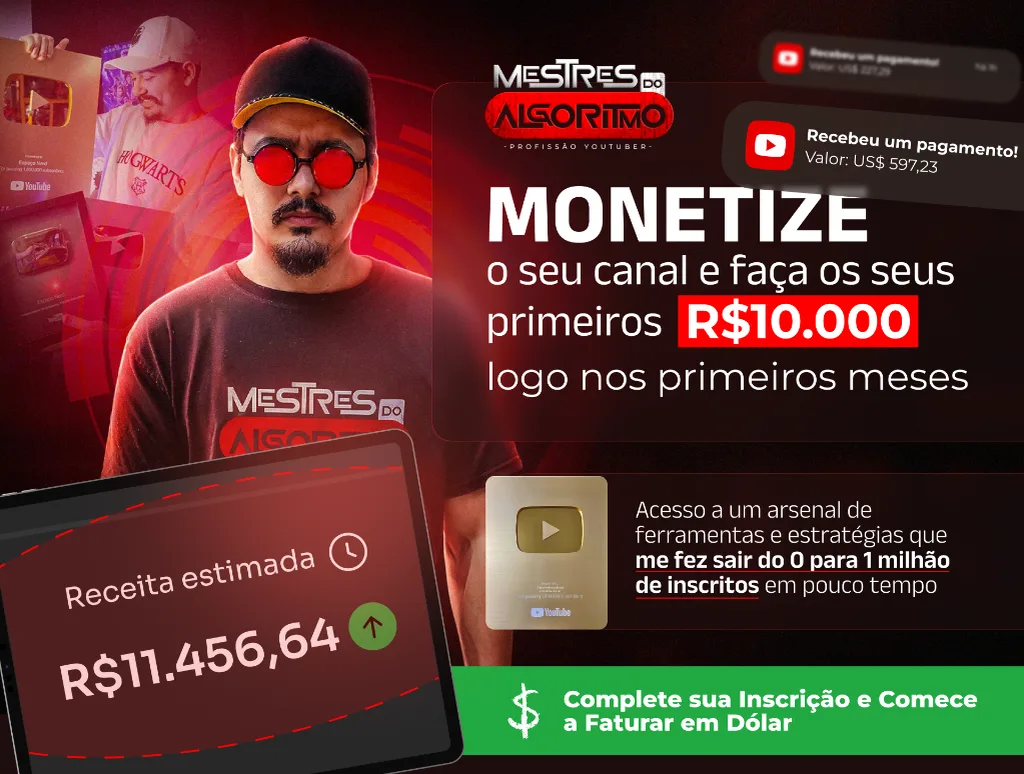 Curso Mestres do Algoritmo Profissão YouTuber Caio Ferreira